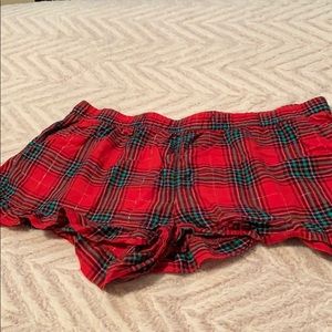 Ruffled Red and green plaid Christmas pajama short
